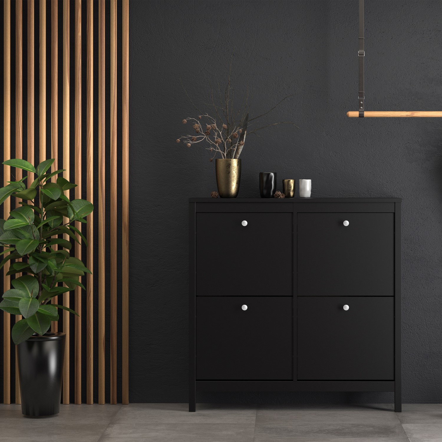 Read more about Black shoe cabinet with 4 cabinets madrid